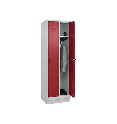 Spind Classic PLUS lichtgrau, rubinrot 080020-20 S10001, 2 Schließfächer 60,0 x 50,0 x 195,0 cm